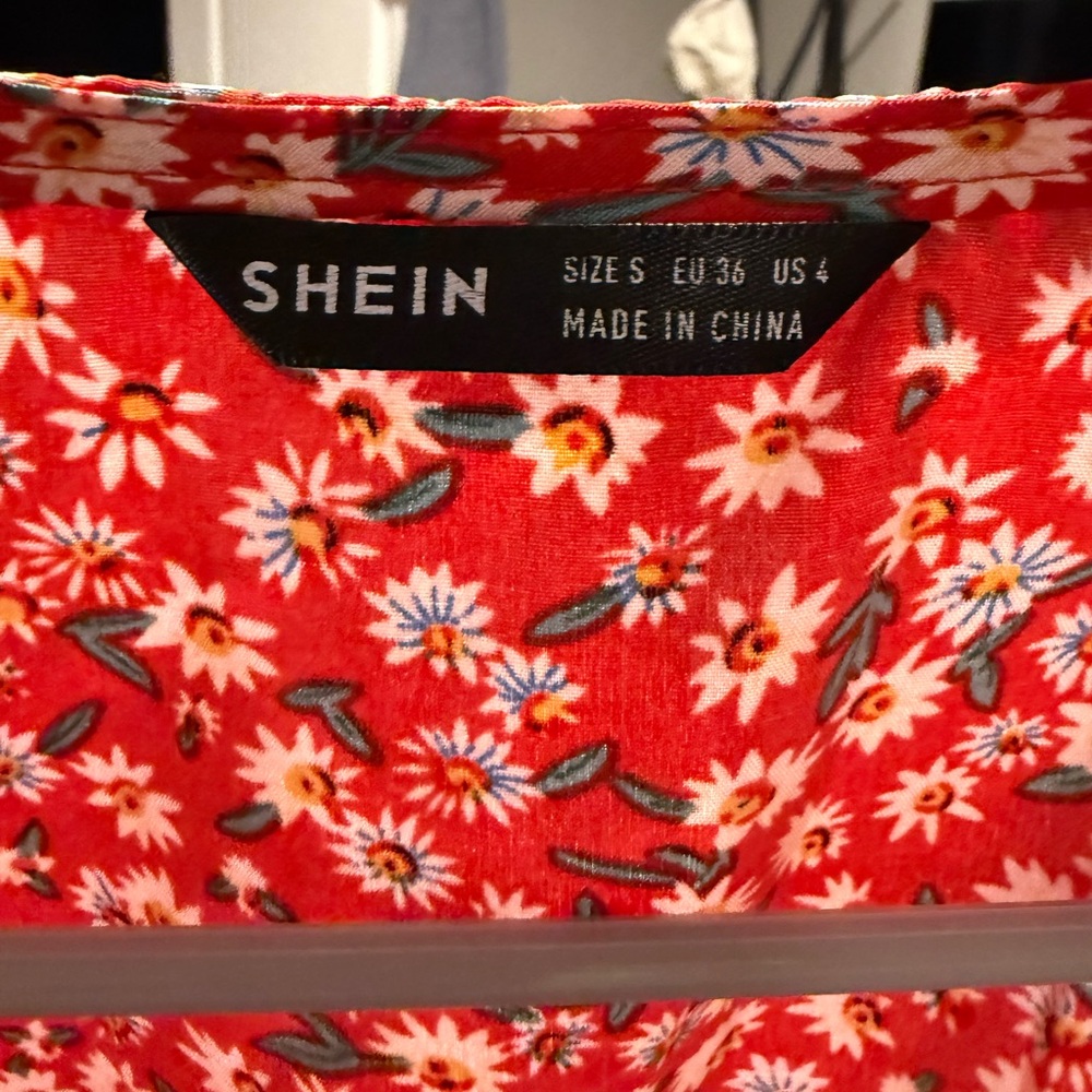 Shein Red Floral Top
